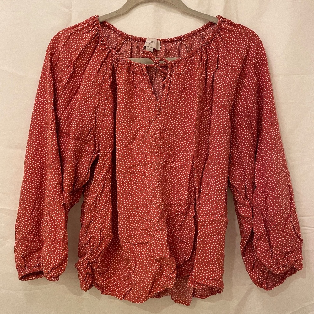 LOFT - Slouchy Orange Tie Front Blouse